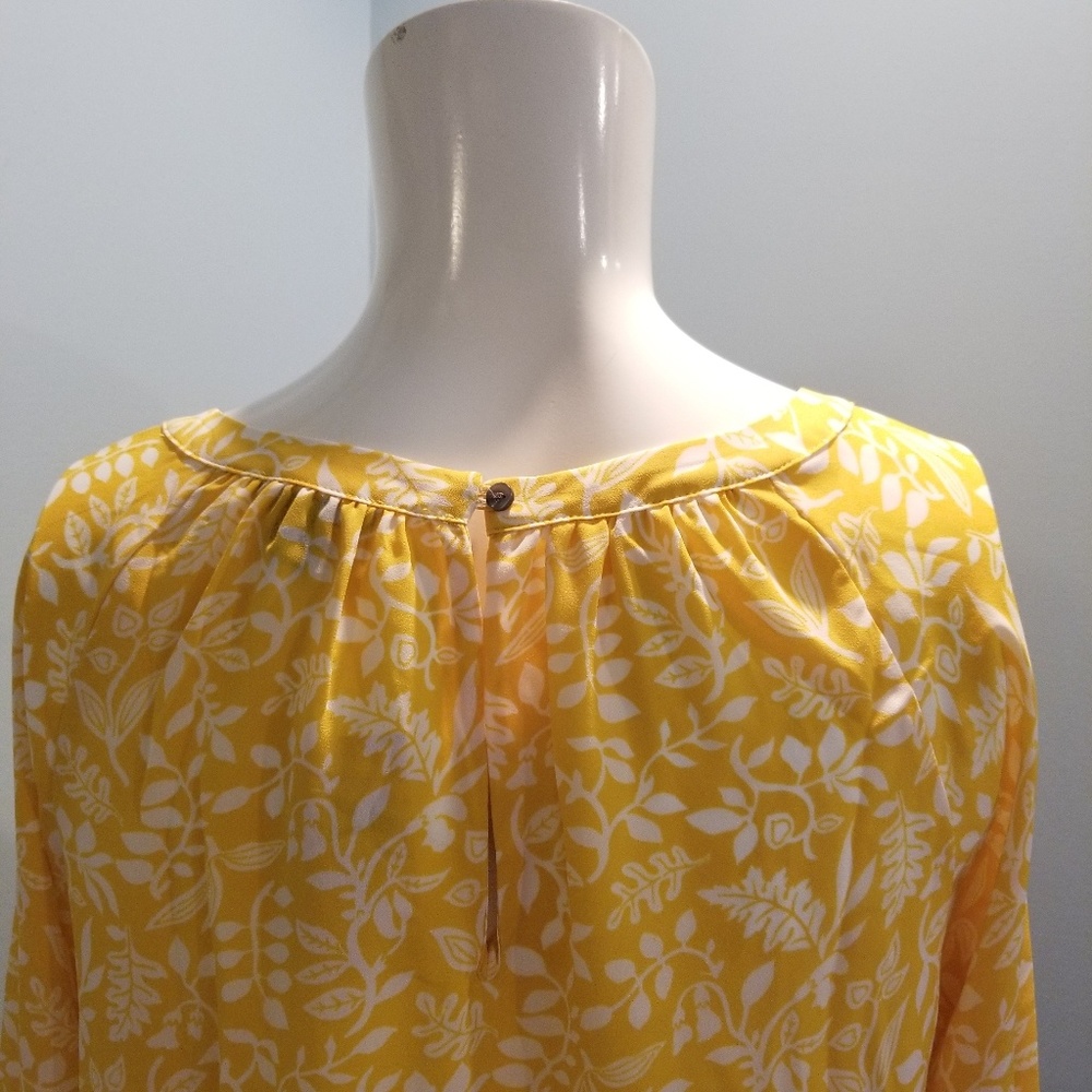 Ann Taylor Boat Neck Blouse Yellow Print MP - Picture 3 of 7